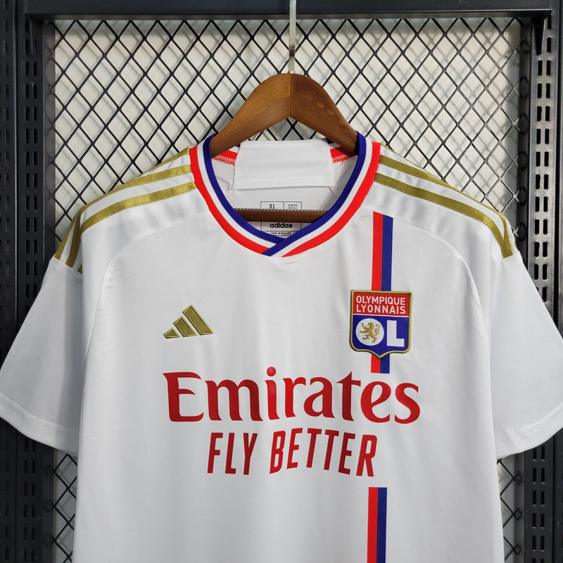 CAMISA DO LYON 23/24 BRANCO E VERMELHO