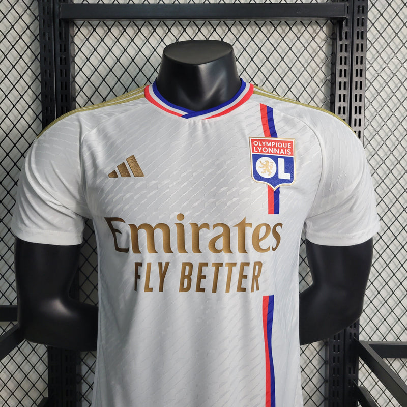 CAMISA DO LYON 22/23 BRANCO E DOURADO VERSÃO PLAYER