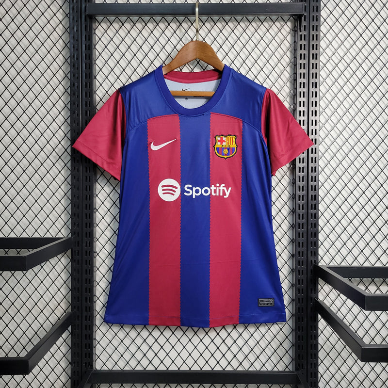 CAMISA FEMININA DO BARCELONA 23/24 AZUL E VERMELHO