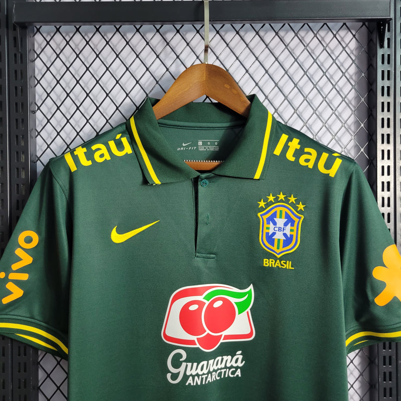 CAMISA DA SELEÇÃO DO BRASIL 22/23 POLO  VERDE ESCURO