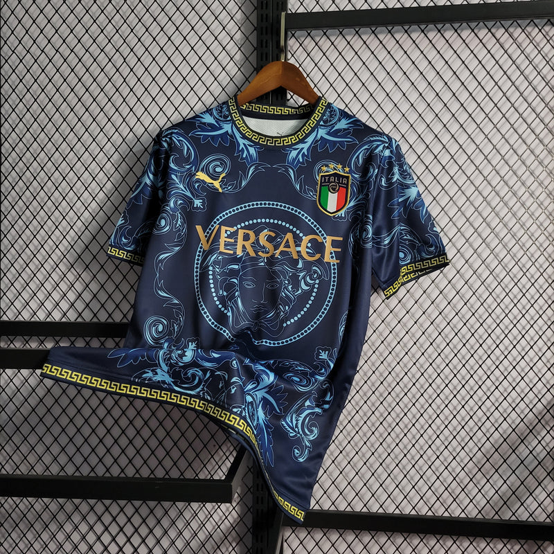 CAMISA DA SELEÇÃO DA ITALIA 22/23 AZUL EDIÇÃO VERSACE