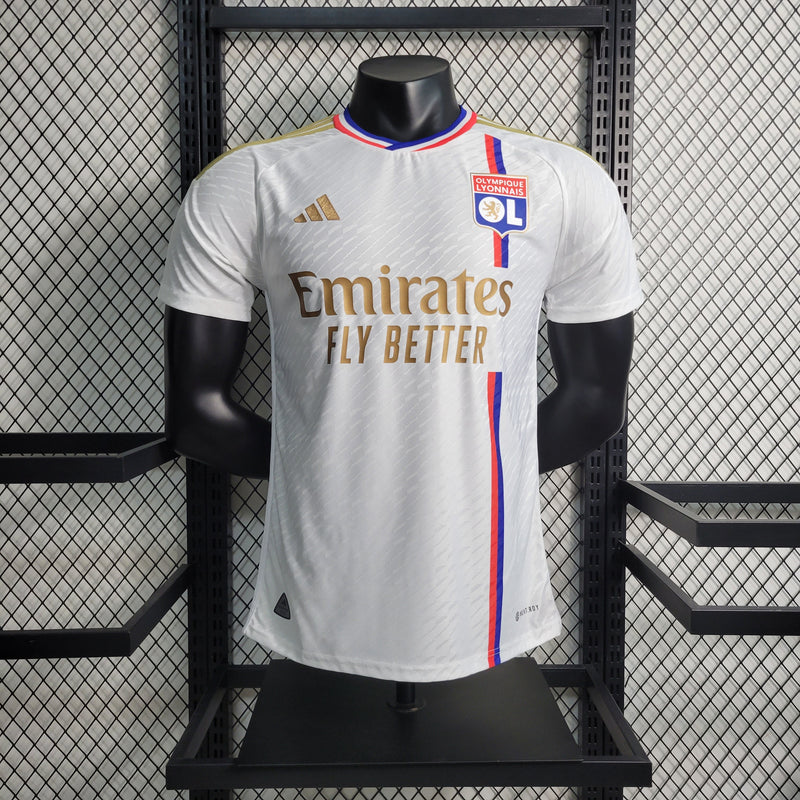 CAMISA DO LYON 22/23 BRANCO E DOURADO VERSÃO PLAYER