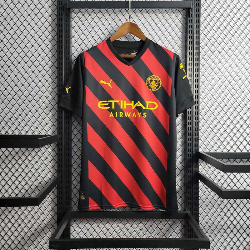 CAMISA DO MANCHESTER CITY 22/23 PRETO E VERMELHO