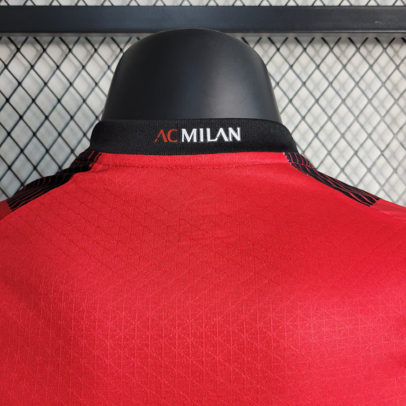 CAMISA DO MILAN 23/24 VERMELHO E PRETO VERSÃO PLAYER