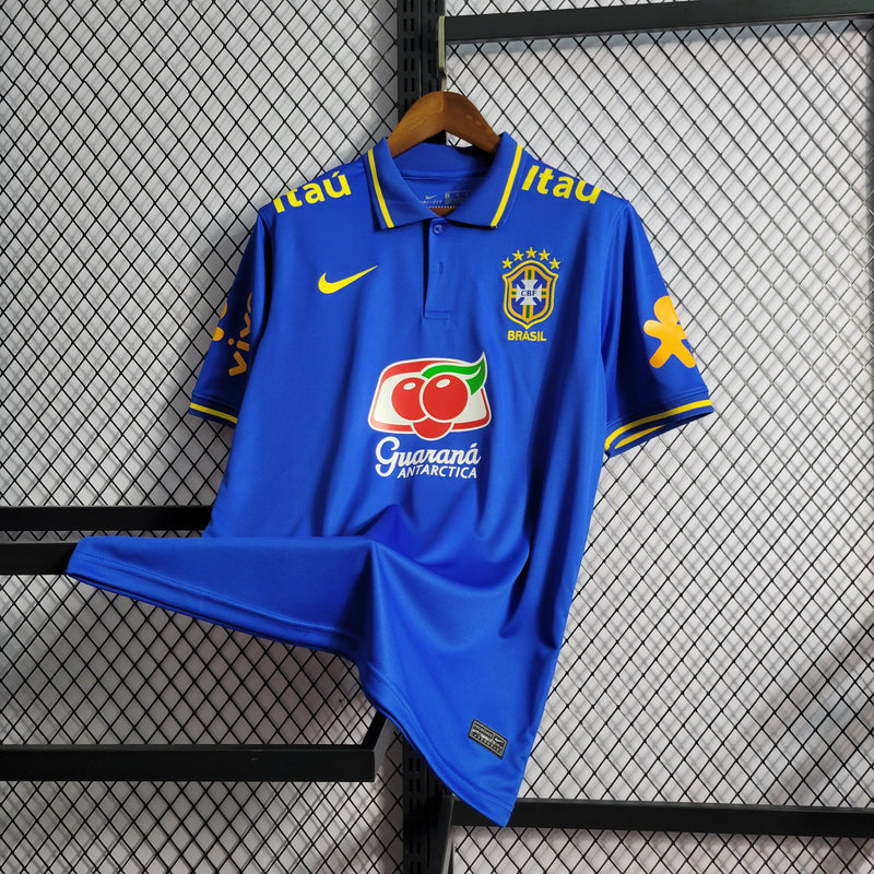 CAMISA DA SELEÇÃO DO BRASIL 22/23 POLO AZUL ESCURO